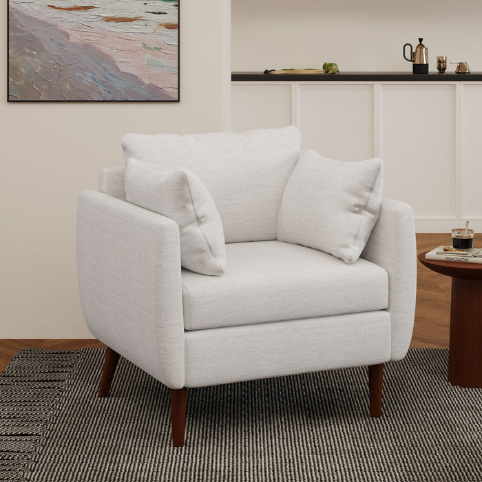 Luminate - Upholstered Fabric Club Chair With Tapered Legs And 2 Accent Pillows