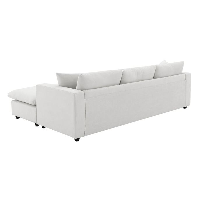 Modern Sectional Sofa With Throw Pillows, Cloud L Shaped Couch Set With Wide 4 Seat Comfy Couch Set With Movable Ottoman