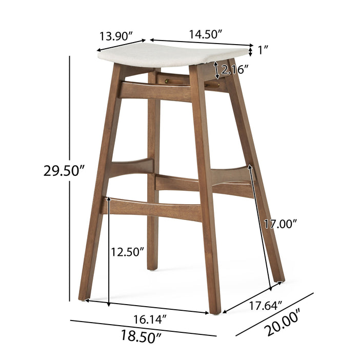Mid Century Modern Bar Stool Set With Upholstered Seating