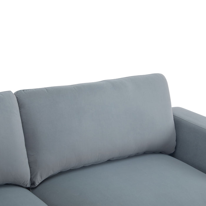 Modern Square Arm Sofa With Soft Fabric Upholstery, Deep Cushions