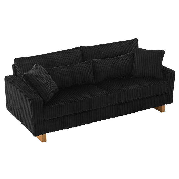 Modern Corduroy Loveseat Sofa With 4 Pillows
