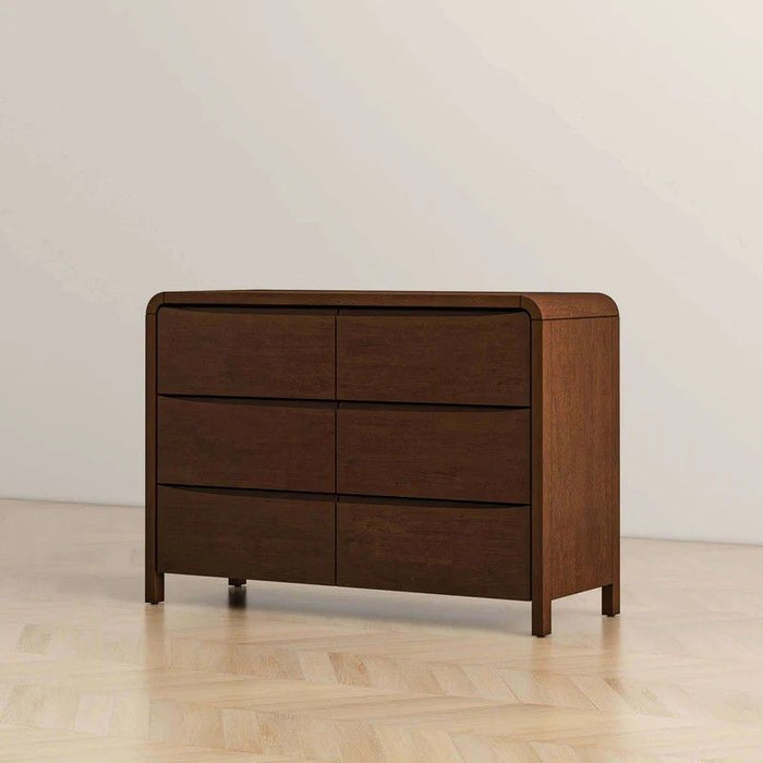 Lionel - Mid-Century Modern Solid Wood 6 Drawer Dresser - Brown