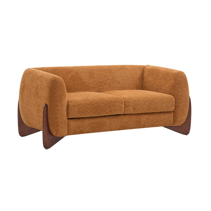 Contemporary Boucle Sherpa Sofa With Birch Wood Legs
