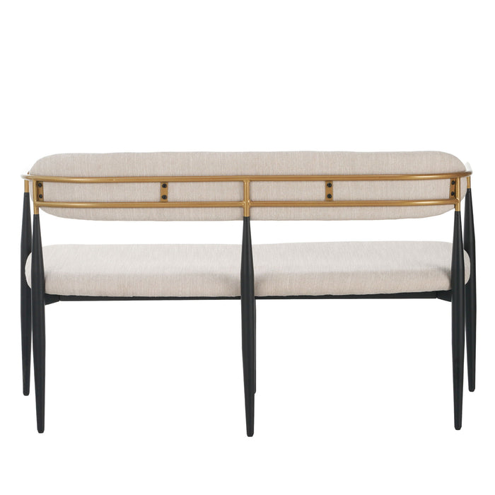 Modern Upholstered Loveseat Settee - Beige / Black / Gold