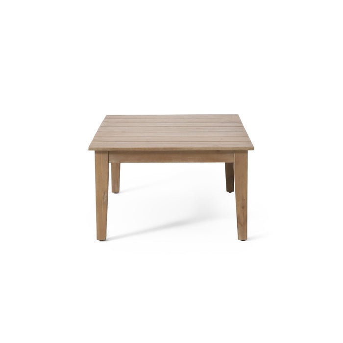 Outdoor Coffee Table With Slat Panel Top - Light Brown
