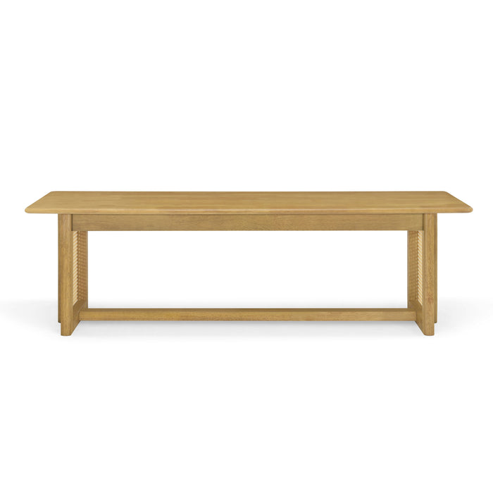 Dining Bench With Rattan Weave