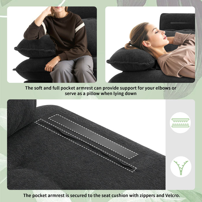 L Shaped Convertible Sectional Sofa 4 Seat Tufted Couch Set With Two Tone Adjust Legs Cloud Movable Ottoman