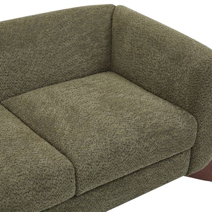 Contemporary Boucle Sherpa Sofa With Birch Wood Legs