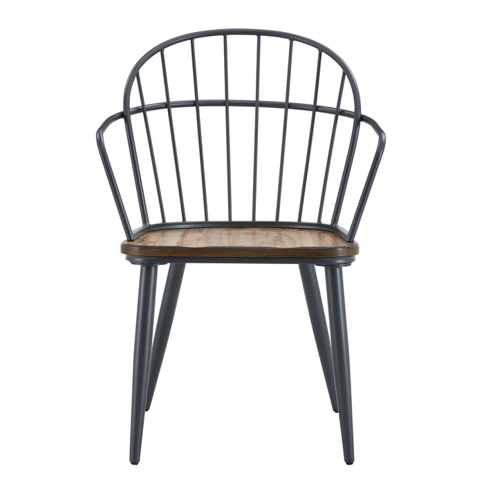 Industrial Inspired Indoor Dining Chair With Metal Legs And Birch (Set of 2) - Black / Natural