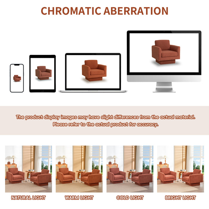 360° Modern Swivel Accent Chair Round Armchair, Thick Padded Single Lounge Sofa Upholstered Comfy