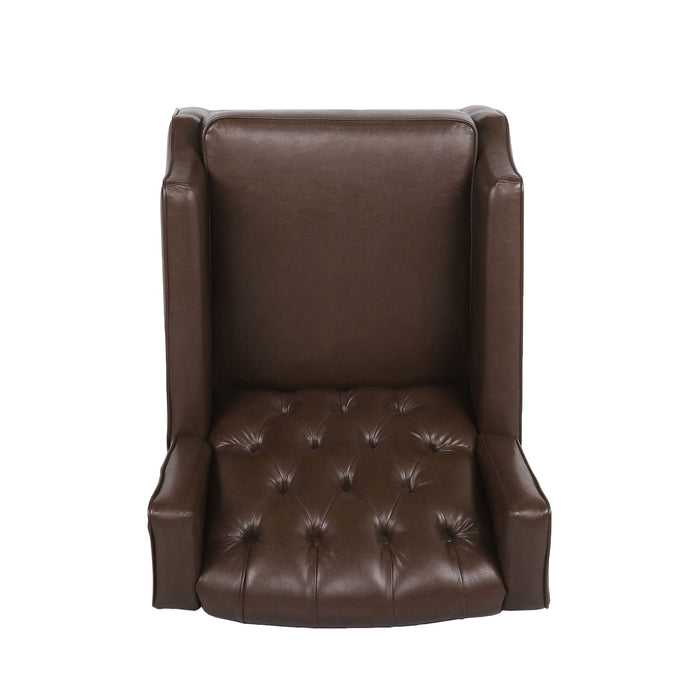 Amedou - Contemporary Tufted Wingback Rocking Chair - Dark Brown