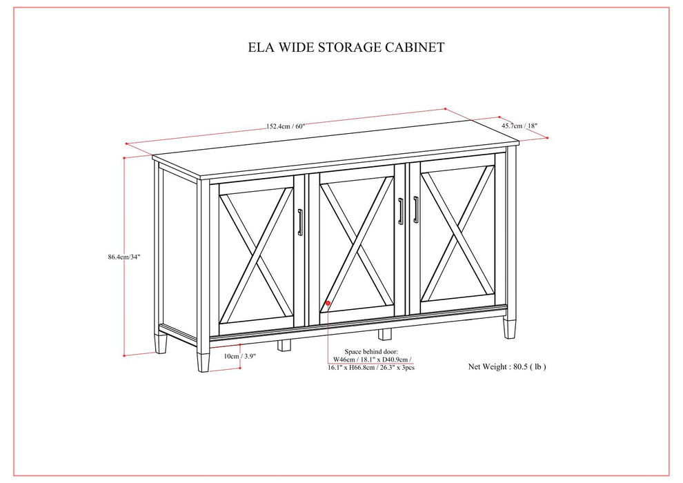 Ela - Wide Storage Cabinet - Smoky Brown