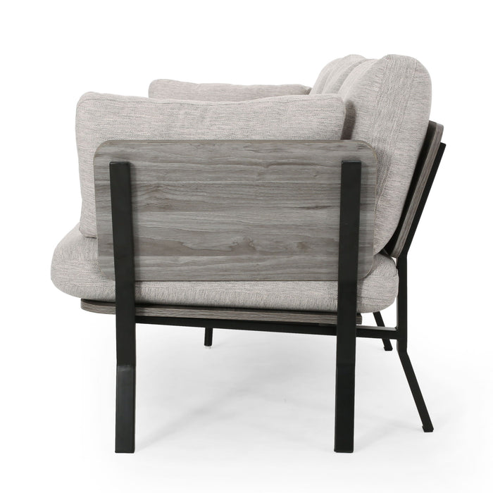 Mid Century Modern 3 Seater Sofa With Pillow Cushions - Light Gray