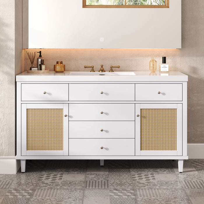 Bathroom Vanity With Sink, 5 Legs, Soft Close Drawers