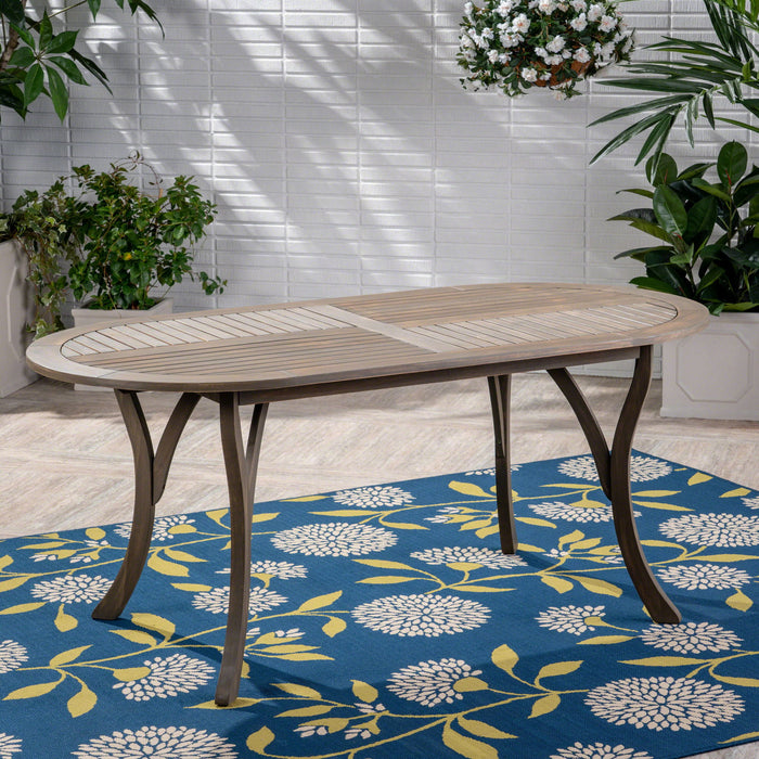 Outdoor Table With Smooth Lines, Slat Top