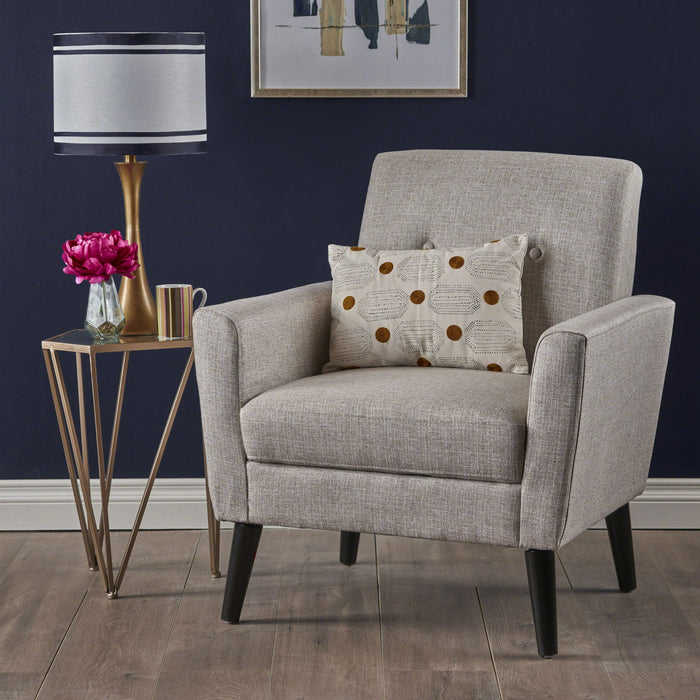 Contemporary Club Chair With Nailhead Trim Fabric And Birch Wood Legs