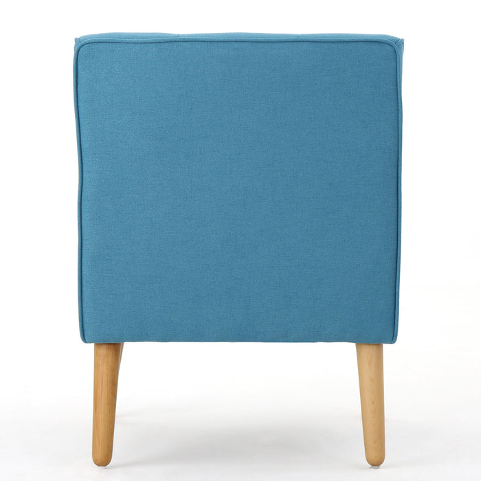 Modern Arm Chair With Tufted Back And Wooden Legs