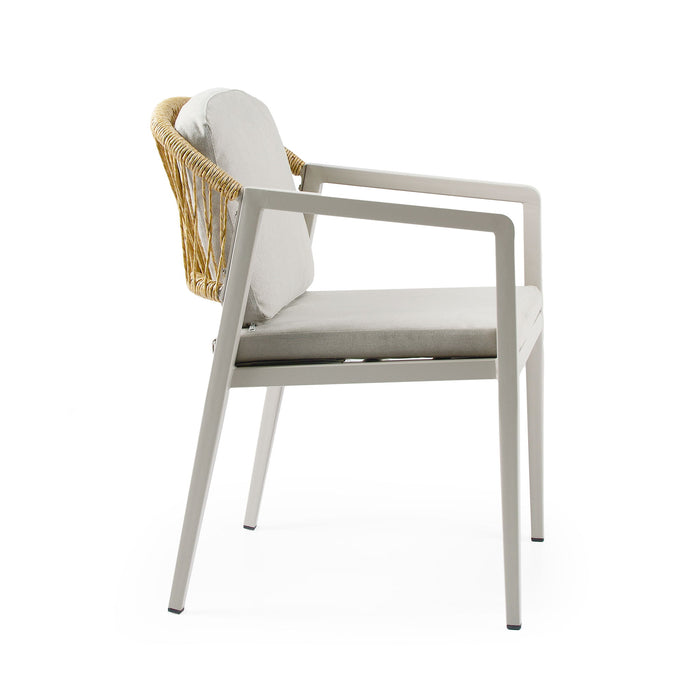 Outdoor Dining Chair (Set of 2) Wicker Rattan Woven Patio Chairs, Waterproof Seating - Gray