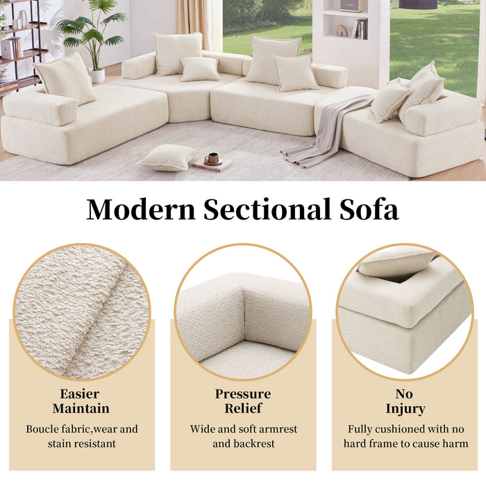 Frame For Oversized Modular U Shaped Sectional, Floor Couch Convertible Compressed Couch Spacious Foam Filled Sofa