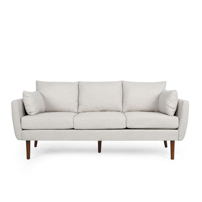 Diaphanous - Upholstered 3 Seater Sofa With 2 Accent Pillows And Wood Legs
