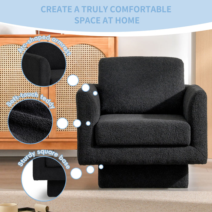 360° Modern Swivel Accent Chair Round Armchair, Thick Padded Single Lounge Sofa Upholstered Comfy
