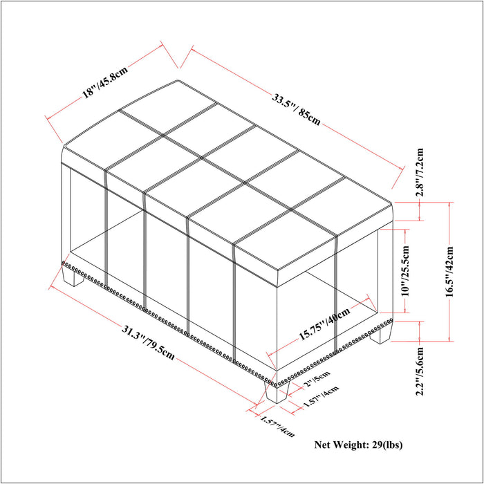 Amelia - Transitional Storage Ottoman Bench