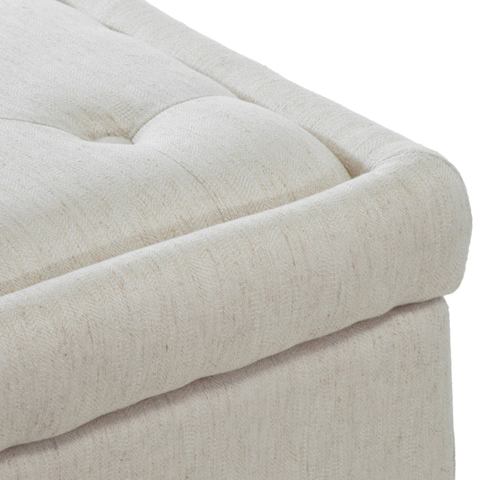 Button-Tufted Upholstered Ottoman With Hidden Storage - Linen