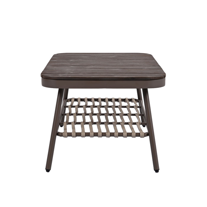 4 Piece Outdoor Patio Furniture Set, Metal Chairs With Woven Rope U Shaped Backrest