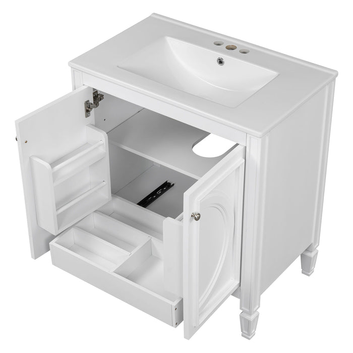 Bathroom Vanity With Sink With 2 Doors And Adjustable Shelf