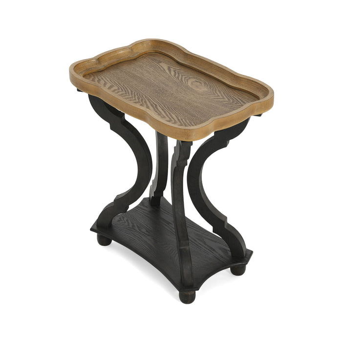 Charming French Country End Table With Hourglass Design - Natural / Black