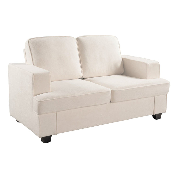 Modern Loveseat, Comfortable 2 Seater Couch With Deep Seating, Loose Back Cushions, Wide Arms
