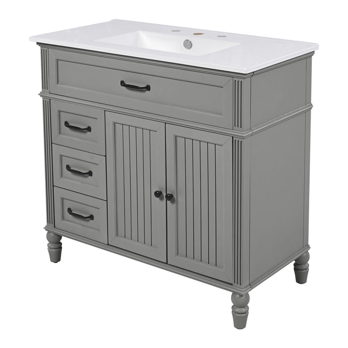 Bathroom Vanity With Sink, Freestanding Cabinet & Drawers