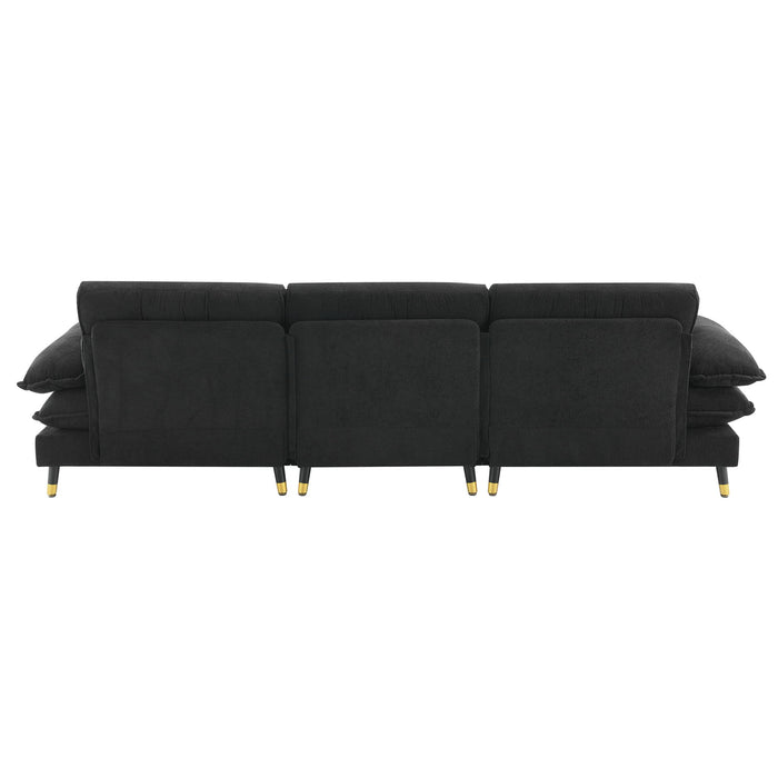 L Shaped Convertible Sectional Sofa 4 Seat Tufted Couch Set With Two Tone Adjust Legs Cloud Movable Ottoman