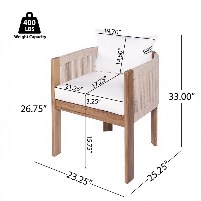 Matera - Patio Dining Chair (Set of 2) With Wraparound Back And Removable Cushion Cover - Teak / Beige