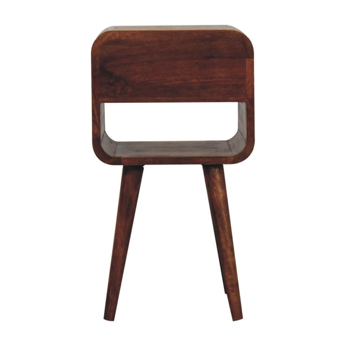 Mini California Curved Nightstand Wth Lower Slot