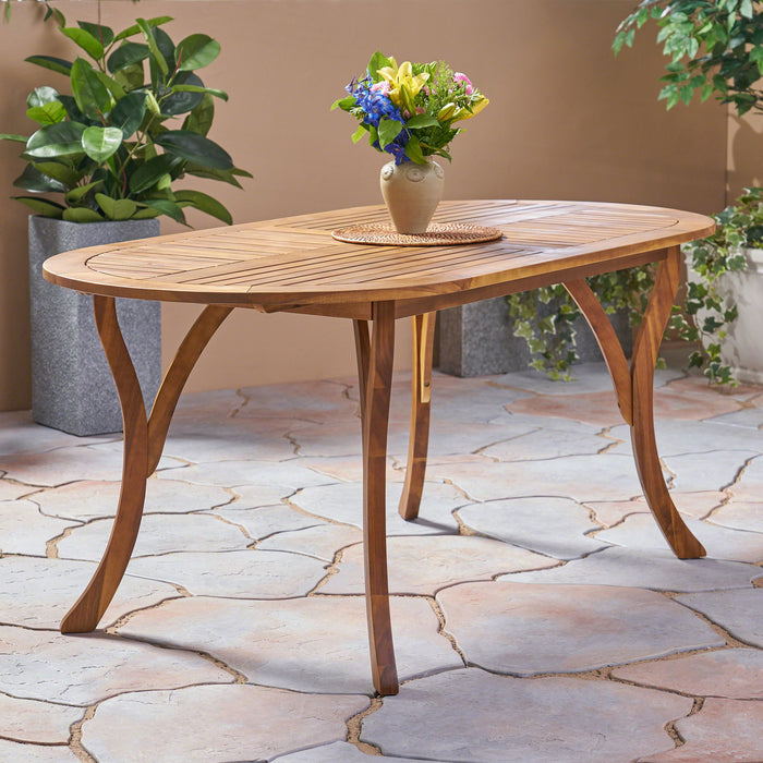 Outdoor Table With Smooth Lines, Slat Top
