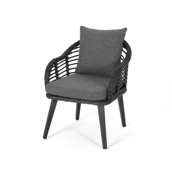 Outdoor Accent Chair With Aluminum Frame And Rattan Seating