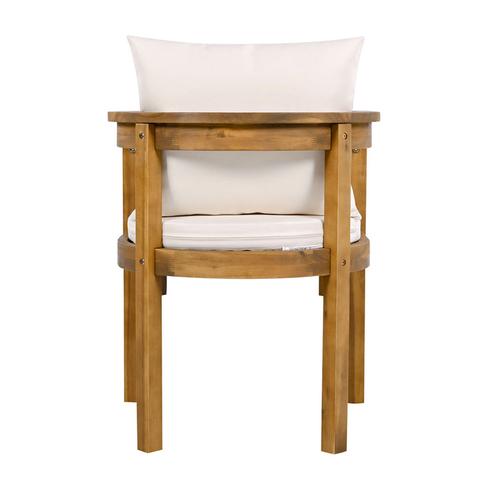 Abaco - Outdoor Patio 7 Pieces Dining Set With Chairs And Table - Teak / Beige