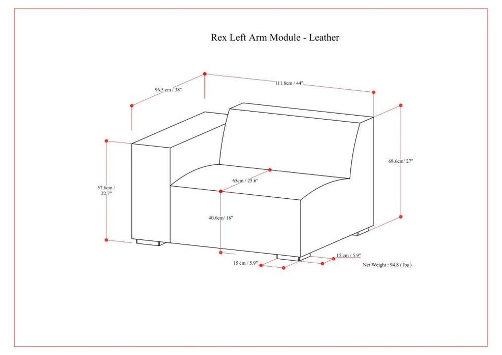 Rex - Left Arm Sofa Module - Brown