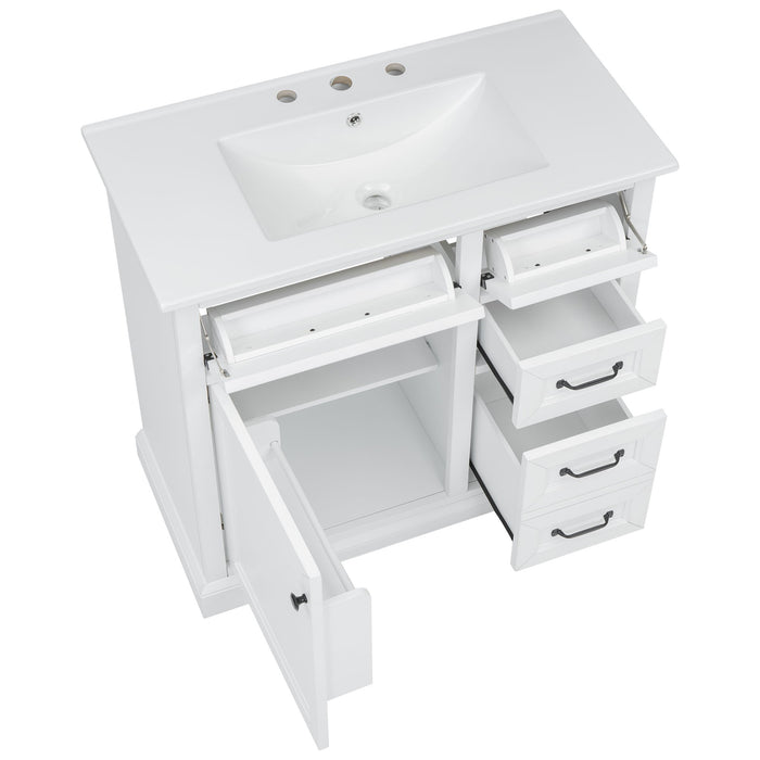 36" Bathroom Vanity With Sink, 2 Tip-Out Drawers, Soft Close Hinges