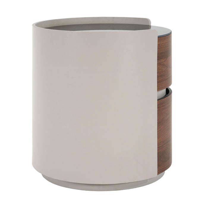 Italian Retro Double Storage Round Side Table - Gray Brown