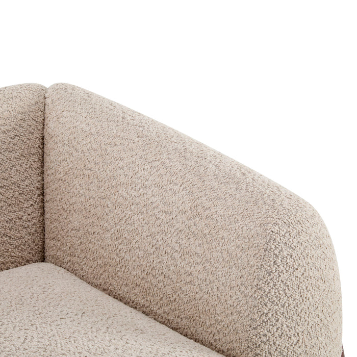 Contemporary Boucle Sherpa Sofa With Birch Wood Legs