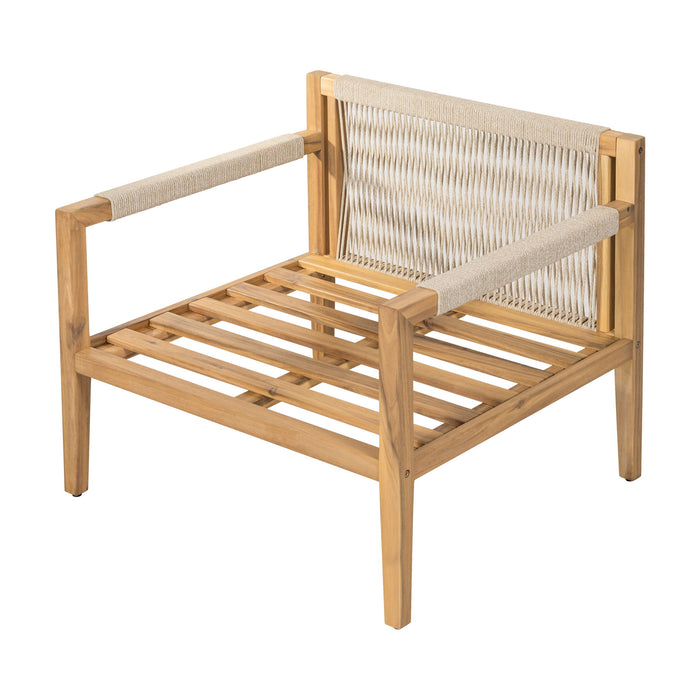Rope Outdoor Leisure Chair (Set of 2) - Acacia Wood / Beige