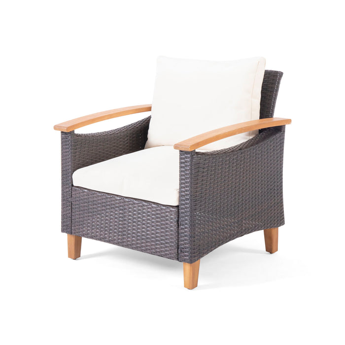 Isla - Transitional Chat Set With Water Resistant Cushions - Teak