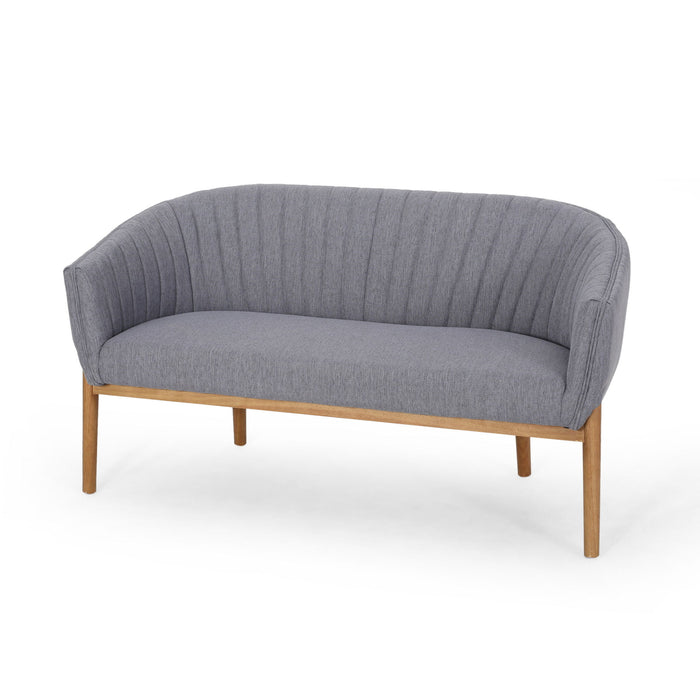 Mid Century Modern Loveseat With Channel Stitched Backrest