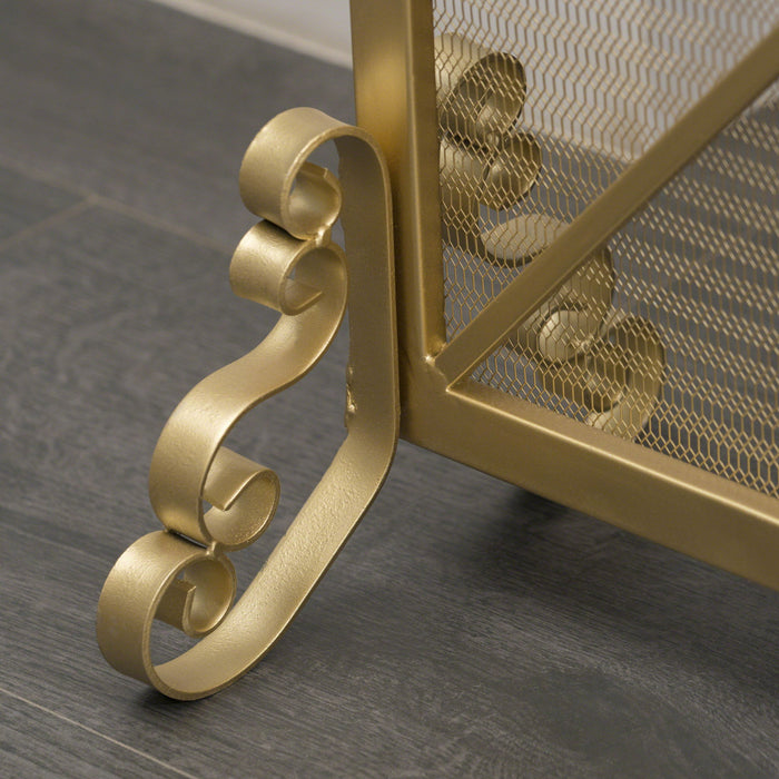 Minimalist Single Panel Iron Fireplace Screen With Diamond Design