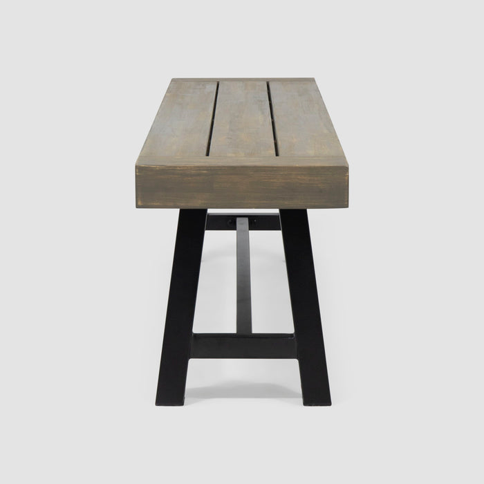 Outdoor 3 Piece Picnic Dining Set - Gray / Rustic Metal