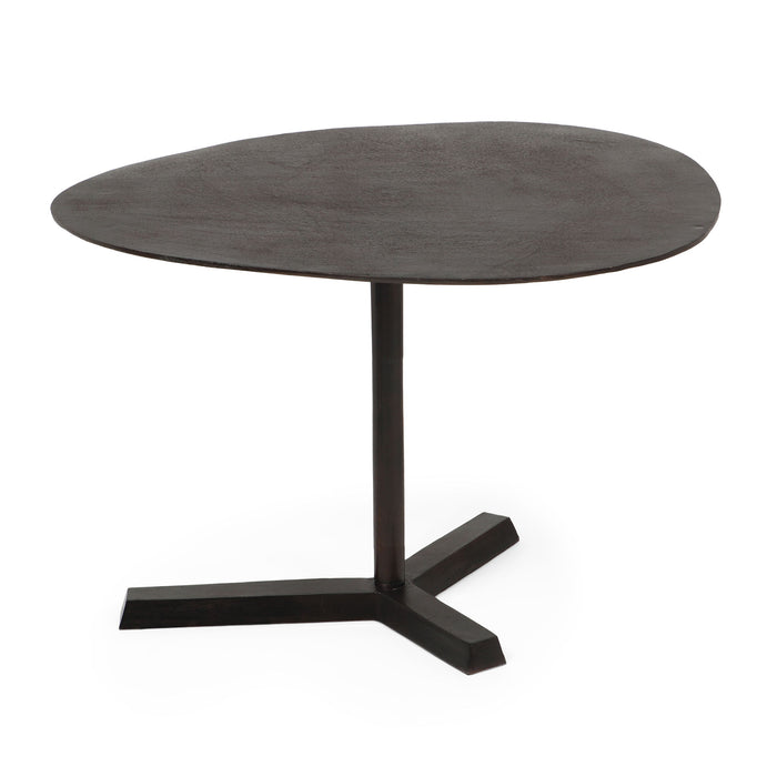 Industrial Style Elliptical Side Table With Aluminum Frame - Bronze