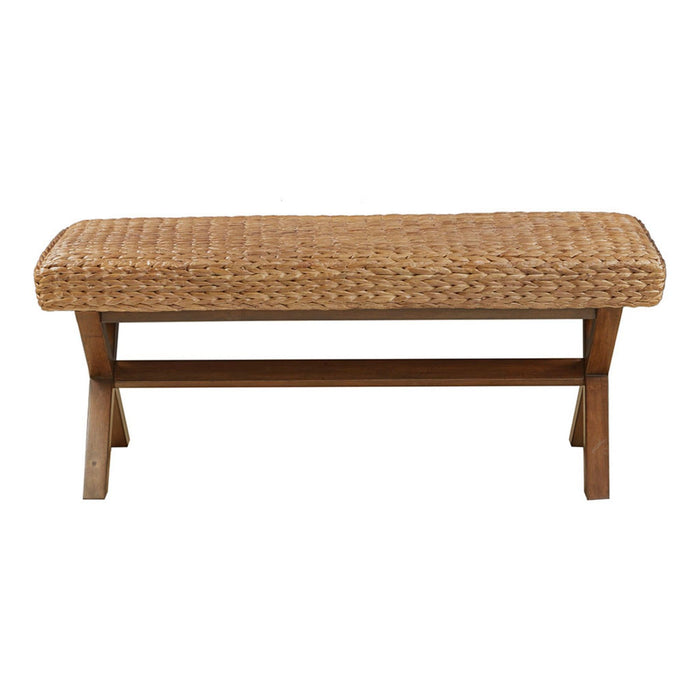 The Bench With Water Hyacinth Seat And Mahogany Base - Brown