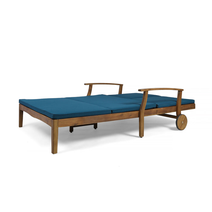 Etherealize - Outdoor Adjustable Double Chaise Lounge With Water Resistant Cushions